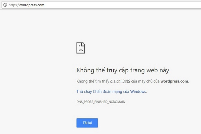 Lỗi không thể truy cập trang web này