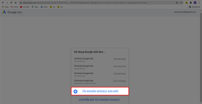 Hướng dẫn cách tạo tài khoản Google Ads